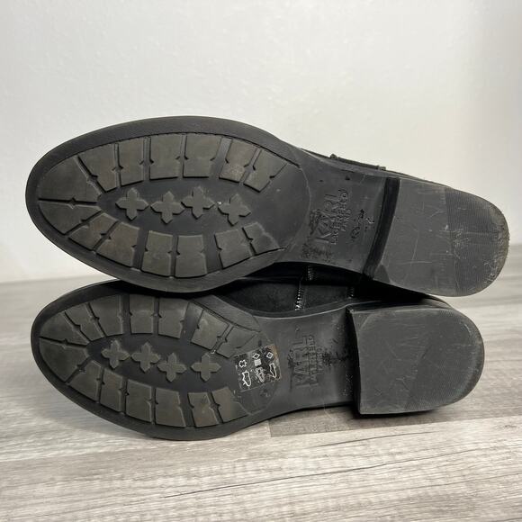 Karl Lagerfeld Suede Under the Knee Zipper Detail Tall Boots Black Size 7 - Picture 9 of 11